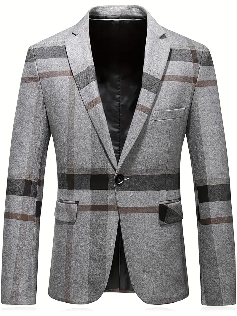 Men'S Navy Blue Geometric Pattern Tuxedo Jacket with Black Lapels & Cream Bow Tie