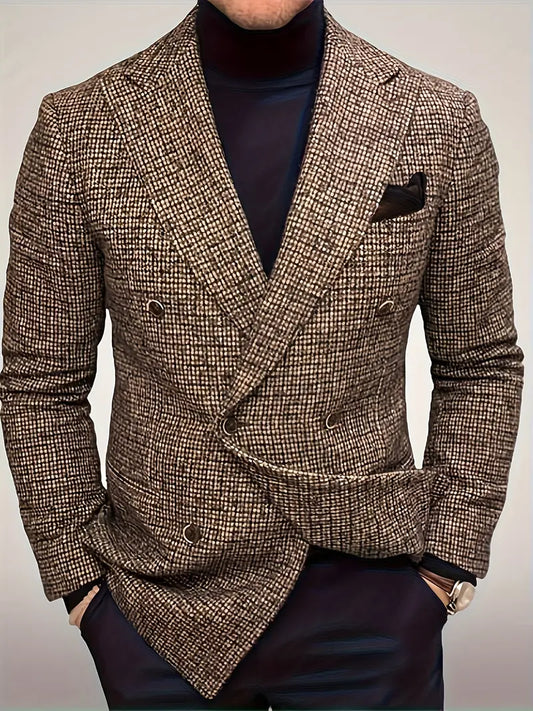 Men's Vintage Double-Breasted Business Suit Jacket
