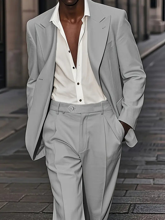 Men's New Style Tencel Linen Fashion Casual Comfortable Suit Two-Piece Set Jacket Pants